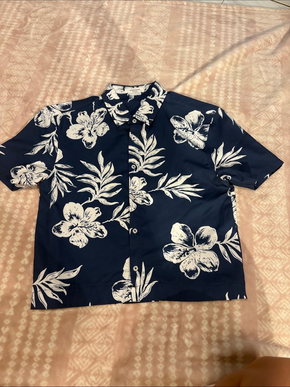 Navy Floral Short-Sleeve Button-Up Shirt
